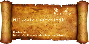 Milkovich Afrodité névjegykártya